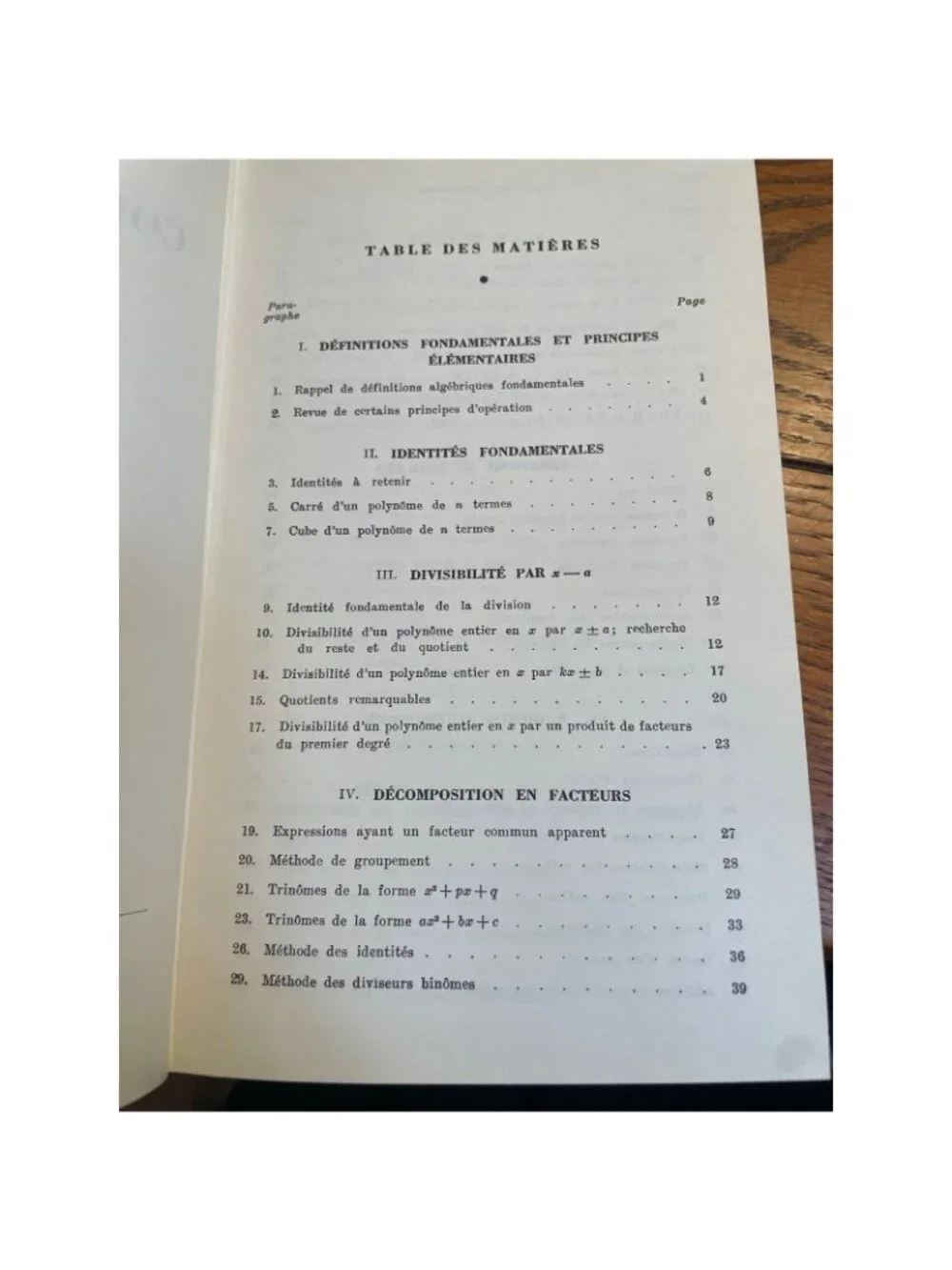 1961 Cours Secondaire d’Algebre Henri Gaudefroy French Algebra Textbook Canada